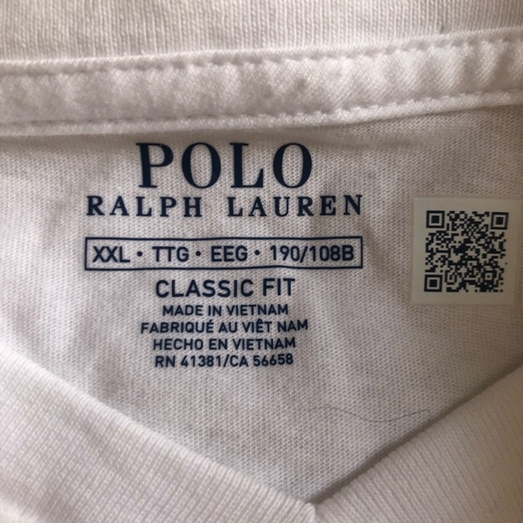 Polo Ralph Lauren White Men'sV Neck Tee  Shirt XXL - Picture 5 of 8